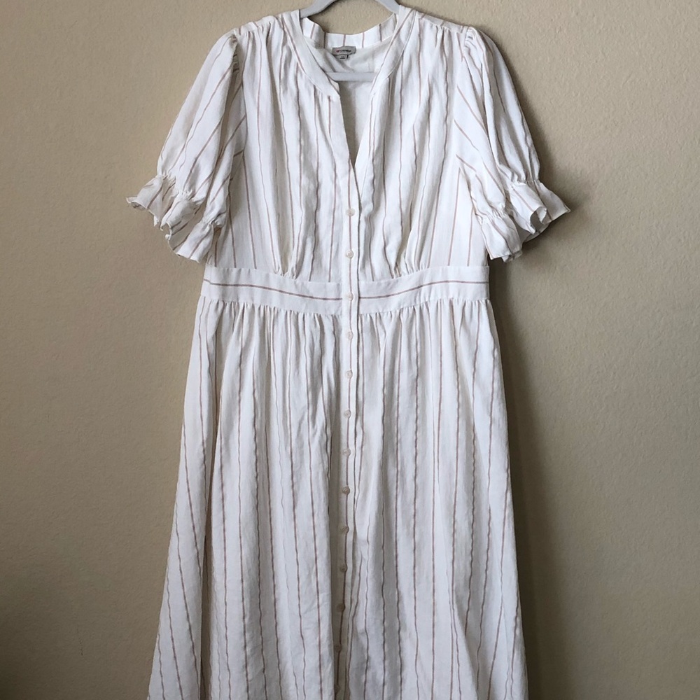 Cottage Core Fully Lined White Linen dress